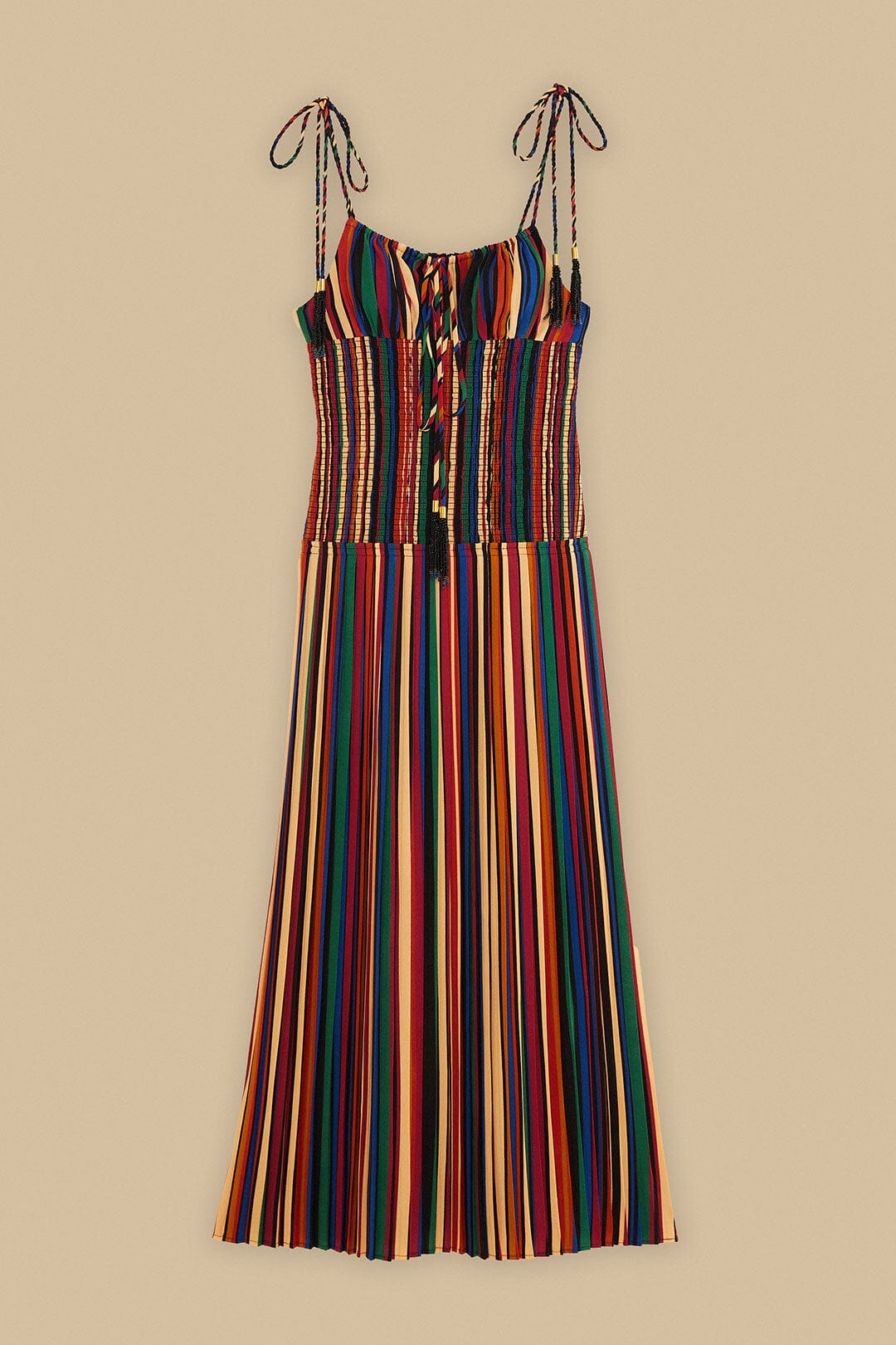 Multicolor Pipa Stripes Midi Dress | FARM Rio Women