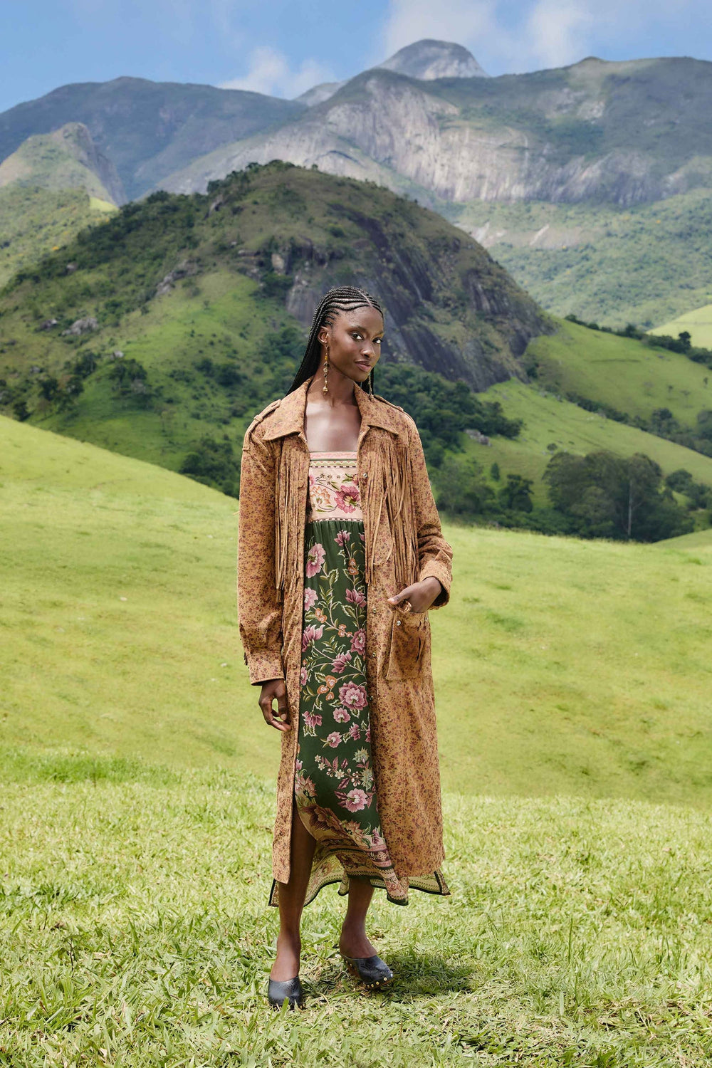 Green Flowering Garden Tree Sleveeless Midi Dress | FARM Rio | FARM Rio Women