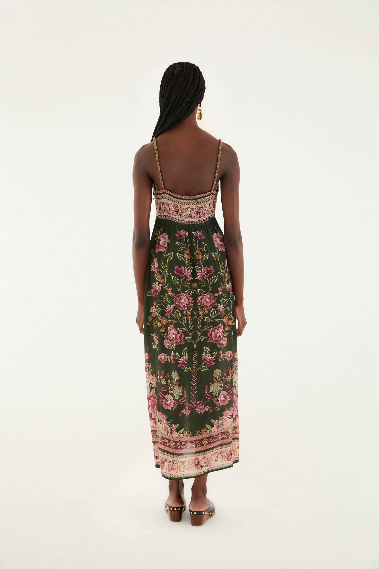 Green Flowering Garden Tree Sleveeless Midi Dress | FARM Rio | FARM Rio Women