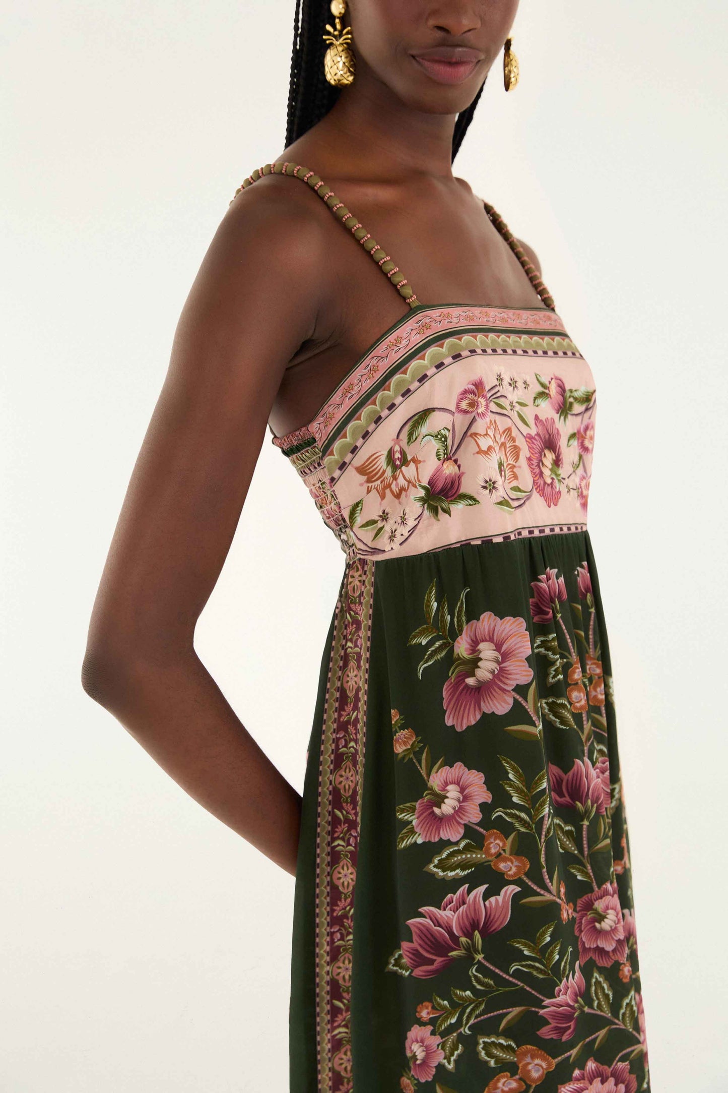 Green Flowering Garden Tree Sleveeless Midi Dress | FARM Rio | FARM Rio Women