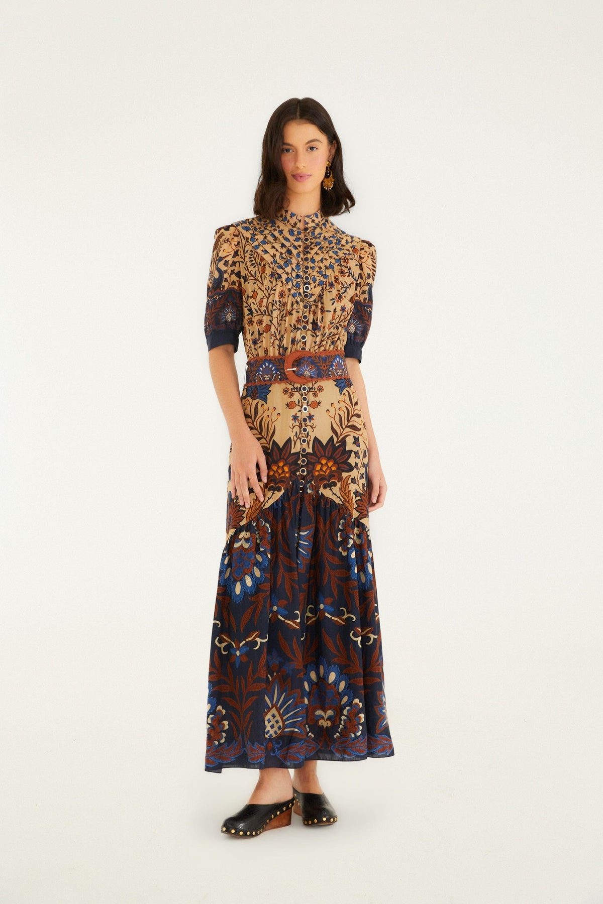 Cream Marvelous Garden Short Sleeve Midi Dress | FARM Rio | FARM Rio Women