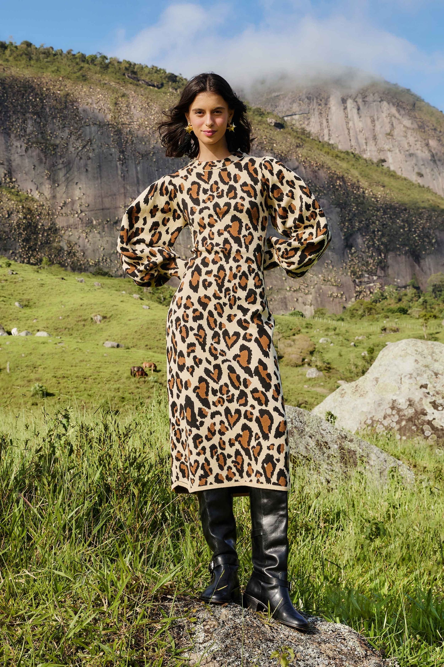 Leopard Print Knit Midi Dress | FARM Rio | FARM Rio Women