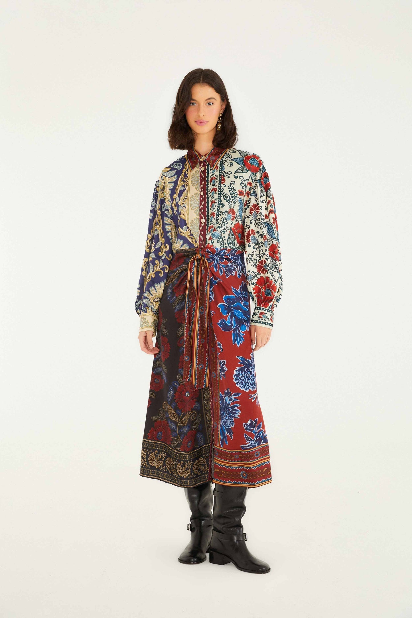 Mixed Navy Winter Lenzing® Ecovero® Viscose Midi Dress | FARM Rio | FARM Rio Women