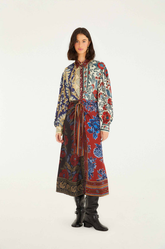 Mixed Navy Winter Lenzing® Ecovero® Viscose Midi Dress | FARM Rio | FARM Rio Women