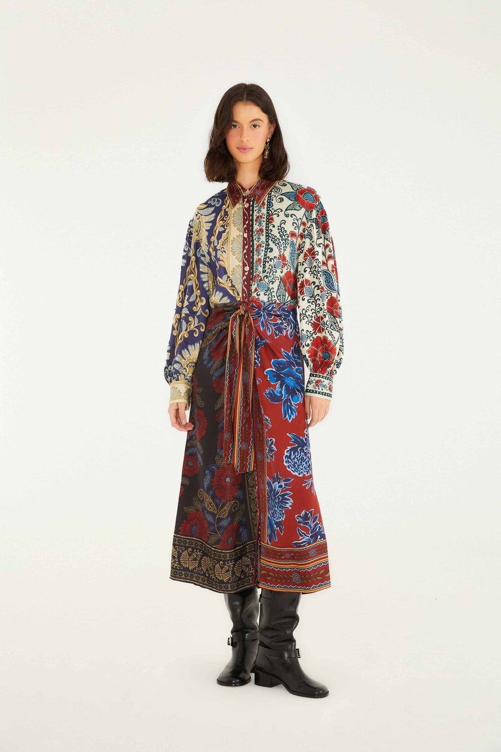Mixed Navy Winter Lenzing® Ecovero® Viscose Midi Dress | FARM Rio | FARM Rio Women