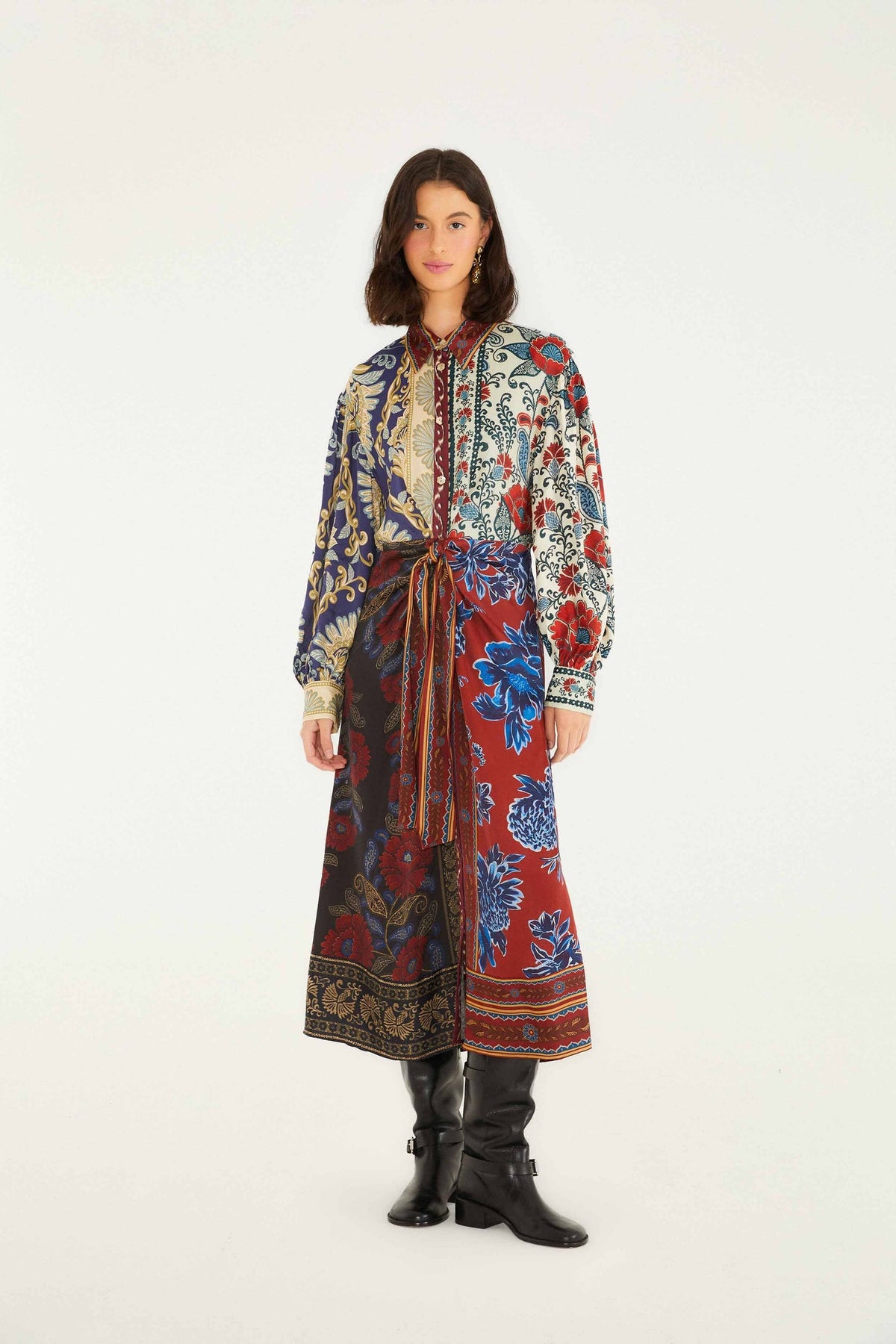 Mixed Navy Winter Lenzing® Ecovero® Viscose Midi Dress | FARM Rio | FARM Rio Women