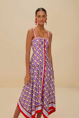 Multicolor Graphic Pineapple Scarf Organic Cotton Midi Dress | FARM Rio Women