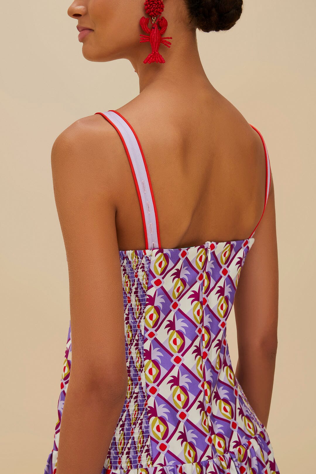 Multicolor Graphic Pineapple Scarf Organic Cotton Midi Dress | FARM Rio Women