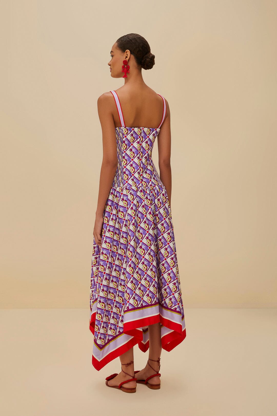 Multicolor Graphic Pineapple Scarf Organic Cotton Midi Dress | FARM Rio Women