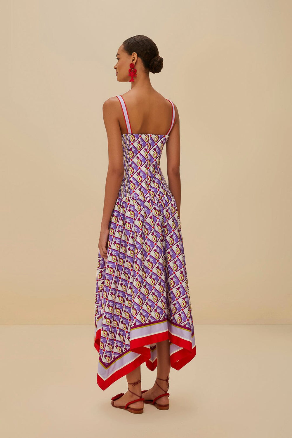 Multicolor Graphic Pineapple Scarf Organic Cotton Midi Dress | FARM Rio Women