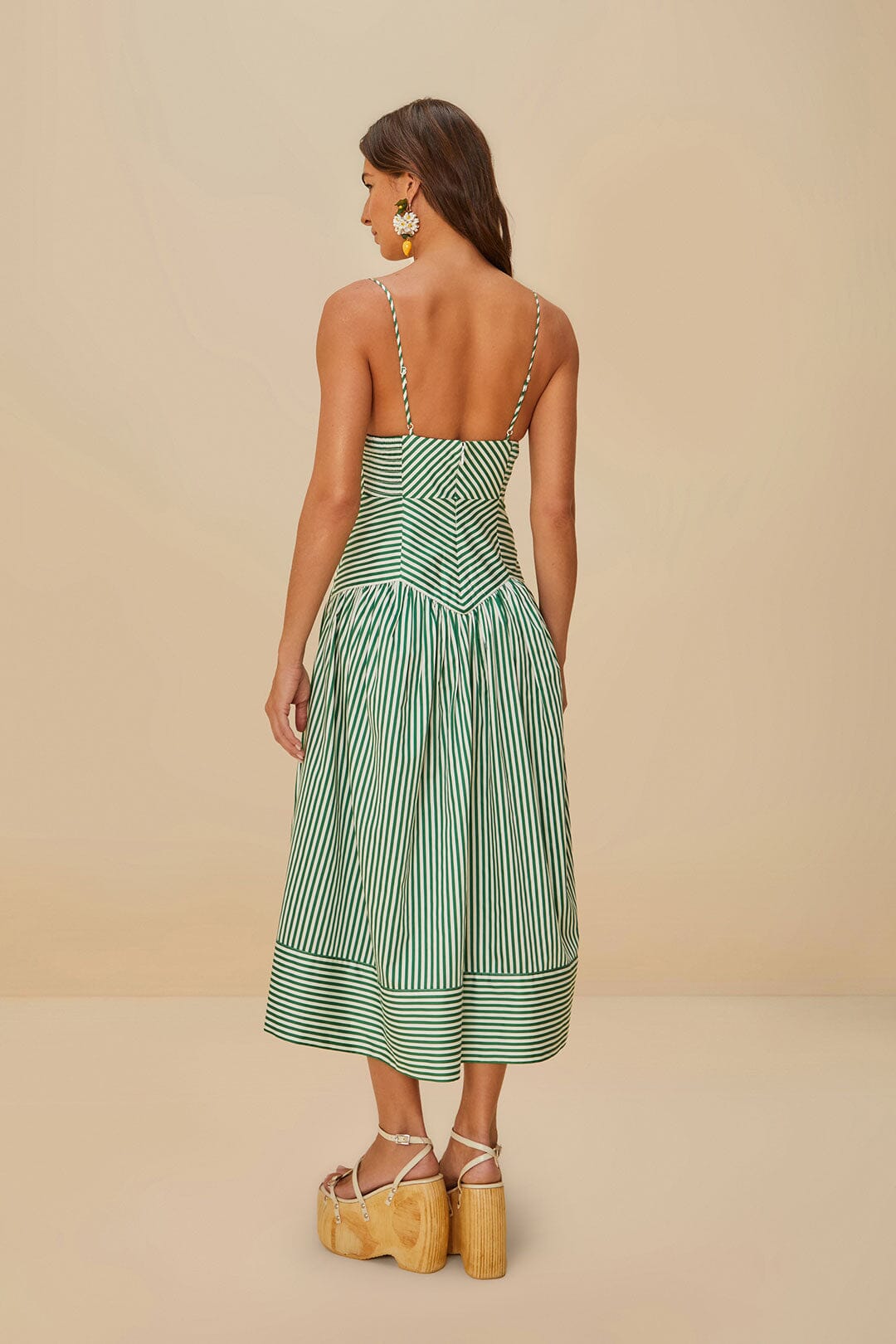 Bicolor Stripes Organic Cotton Midi Dress | FARM Rio Women