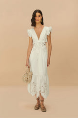 Off-White Butterfly Richelieu Midi Dress | FARM Rio Women