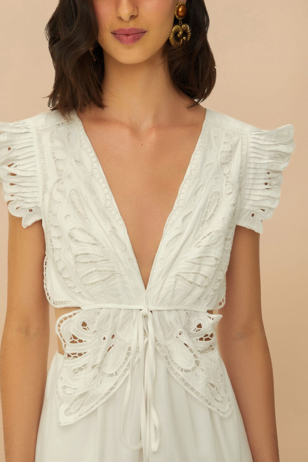 Off-White Butterfly Richelieu Midi Dress | FARM Rio Women