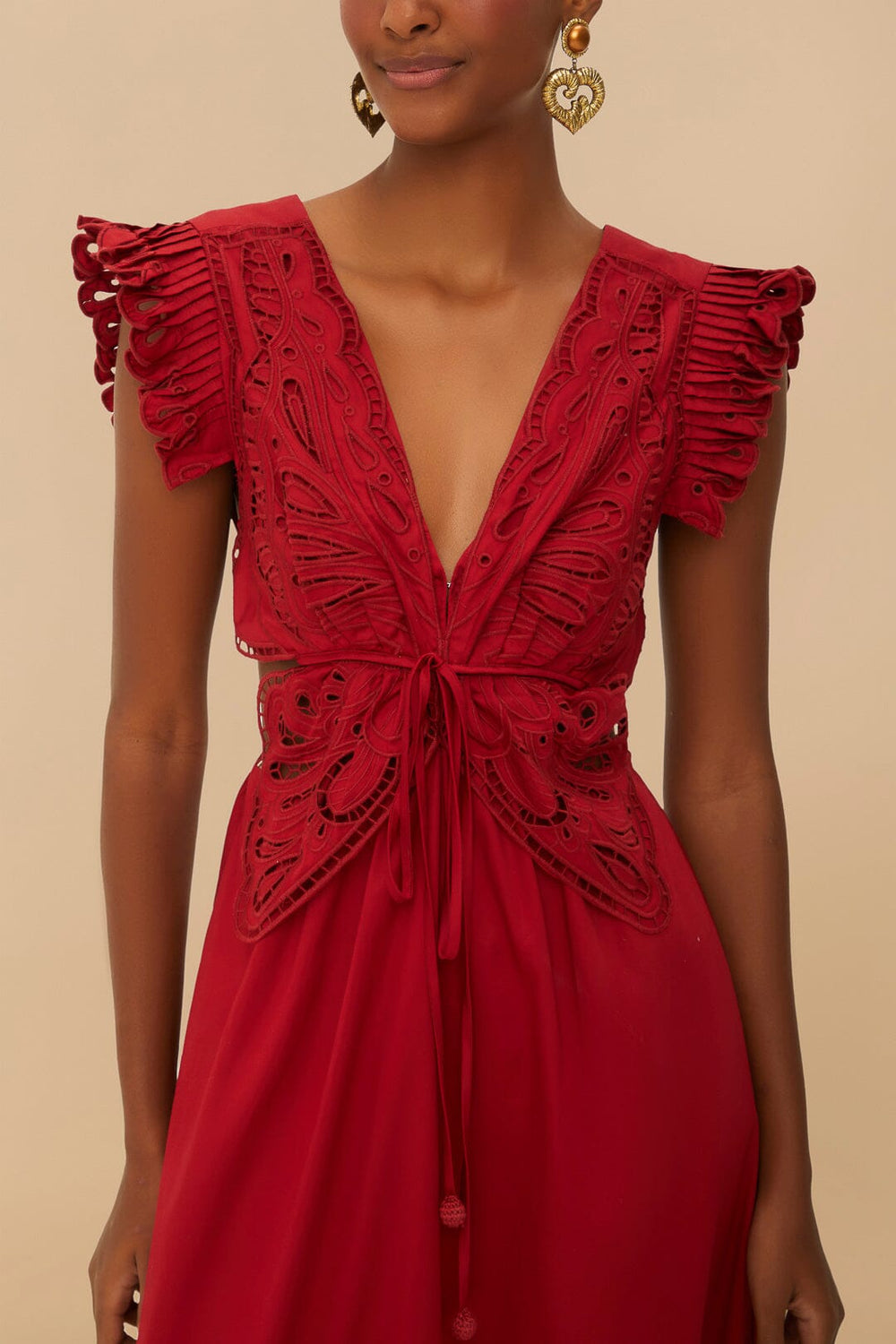 Red Butterfly Cut-Out Midi Dress | FARM Rio Women