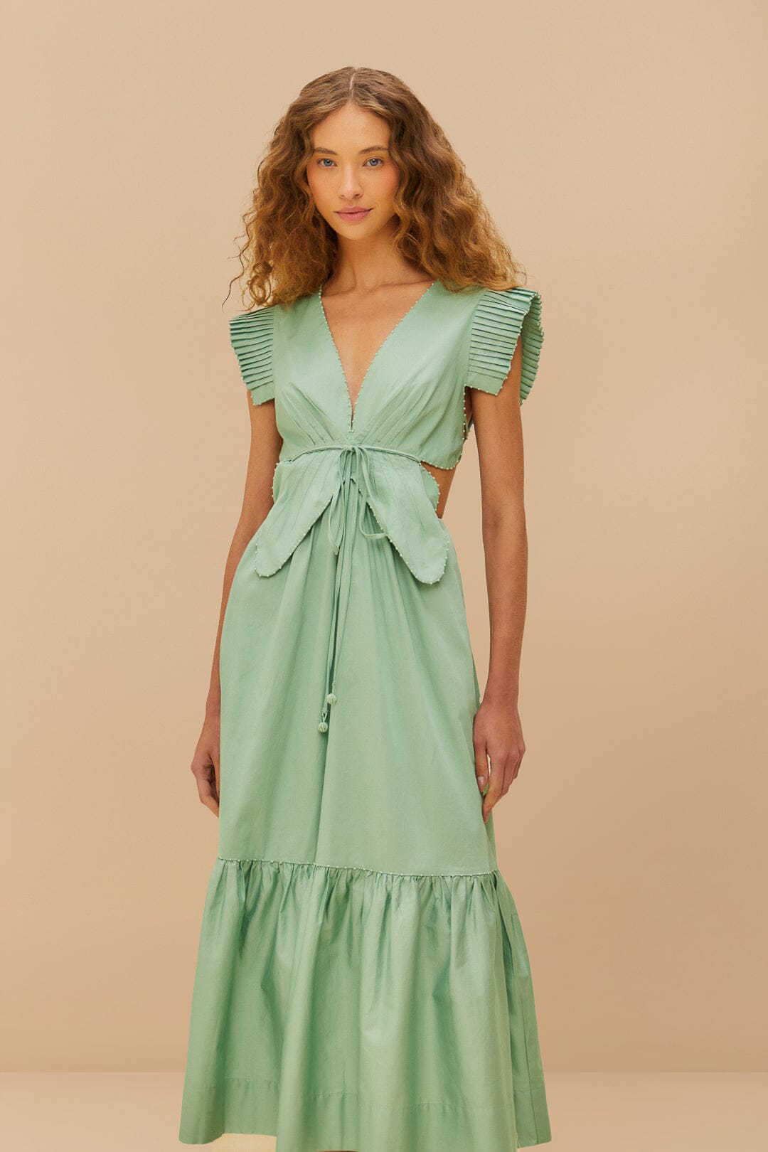 Light Green Butterfly Cut-Out Midi Dress | FARM Rio Women
