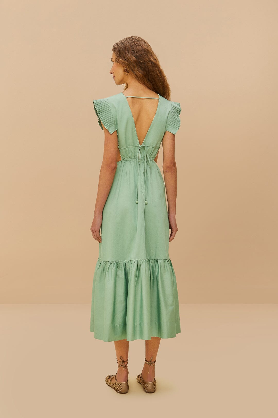 Light Green Butterfly Cut-Out Midi Dress | FARM Rio Women