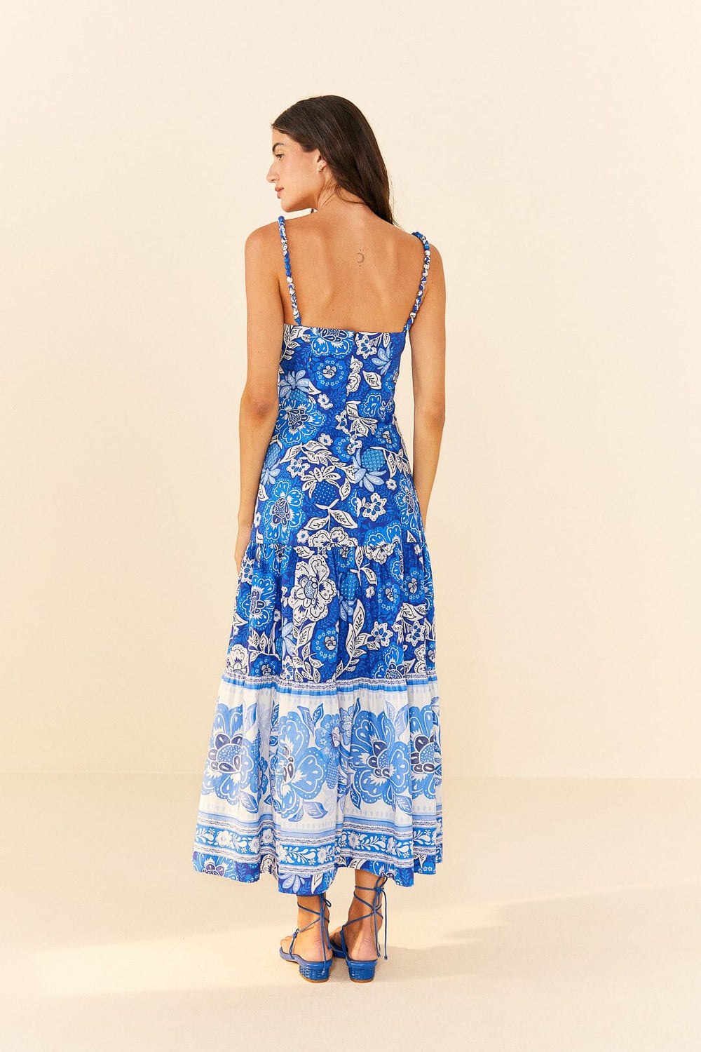 Blue Full Of Flowers Organic Cotton Midi Dress | FARM Rio Women
