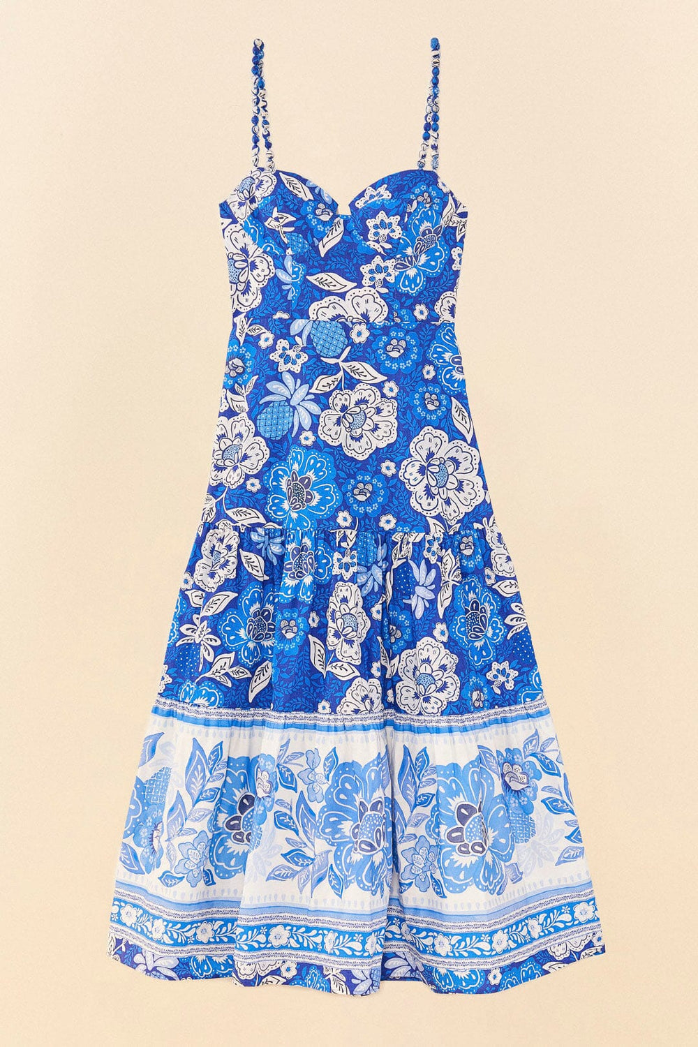 Blue Full Of Flowers Organic Cotton Midi Dress | FARM Rio Women