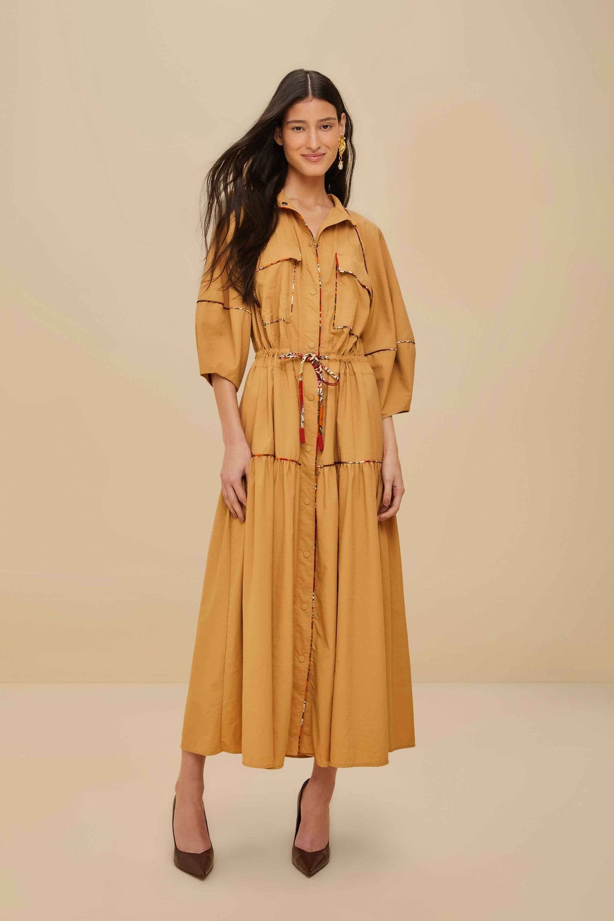 Caramel Chemise Midi Dress | FARM Rio Women