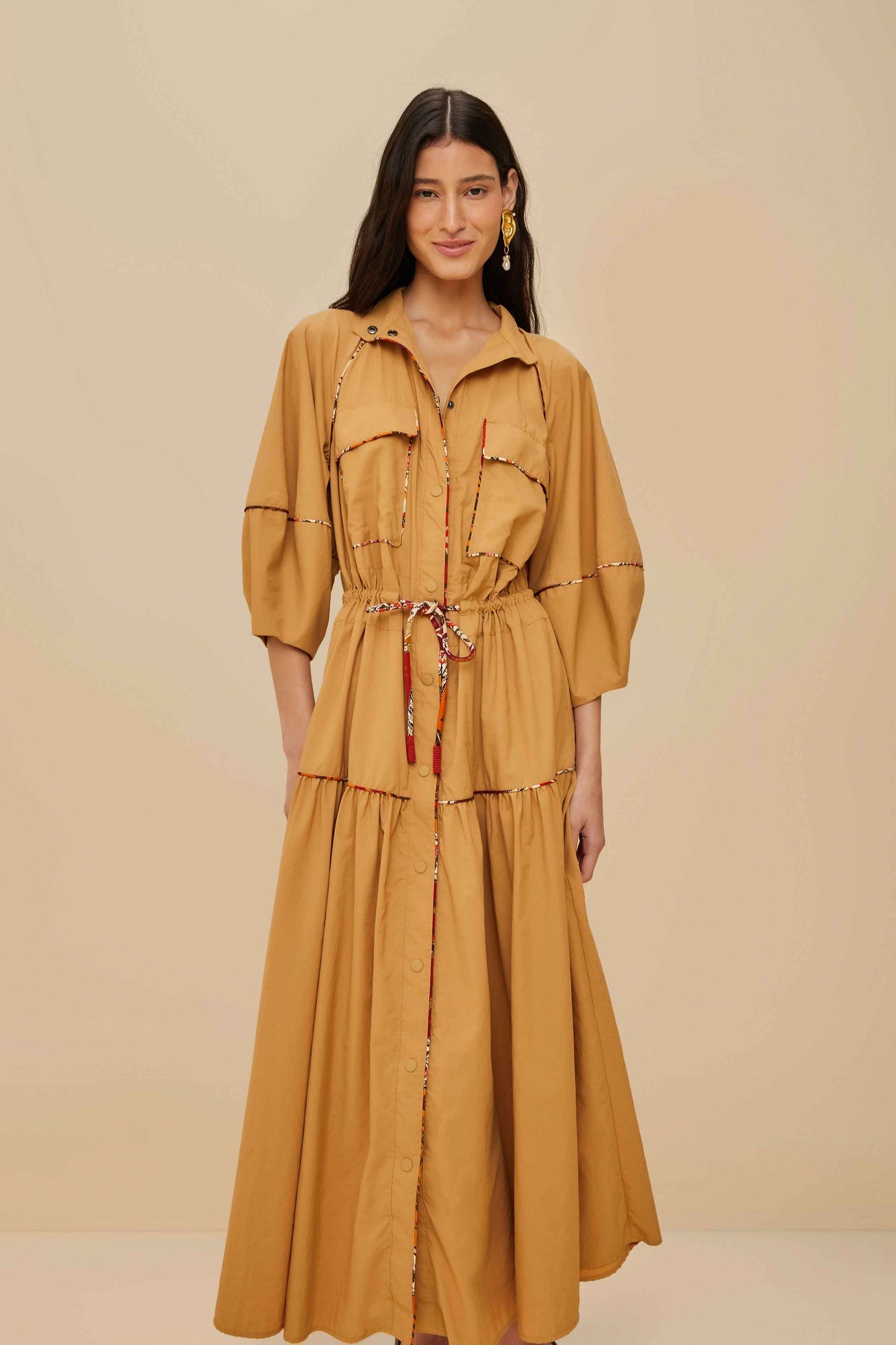 Caramel Chemise Midi Dress | FARM Rio Women