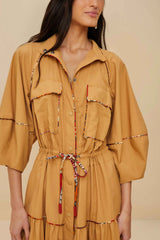 Caramel Chemise Midi Dress | FARM Rio Women