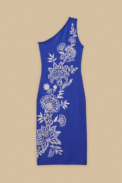 Blue Porcelain Garden Knit Midi Dress | FARM Rio Women