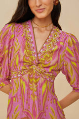 Pineapple Tapestry Pink Midi Dress | FARM Rio Women