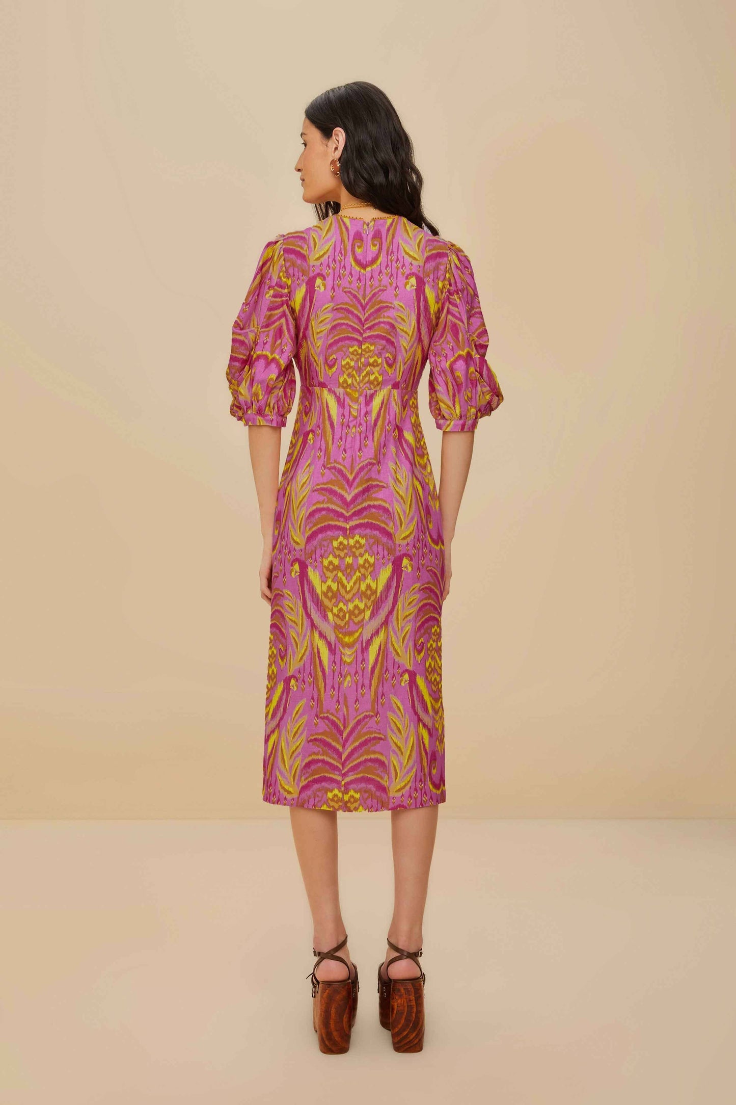 Pineapple Tapestry Pink Midi Dress | FARM Rio Women
