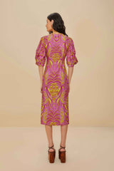 Pineapple Tapestry Pink Midi Dress | FARM Rio Women