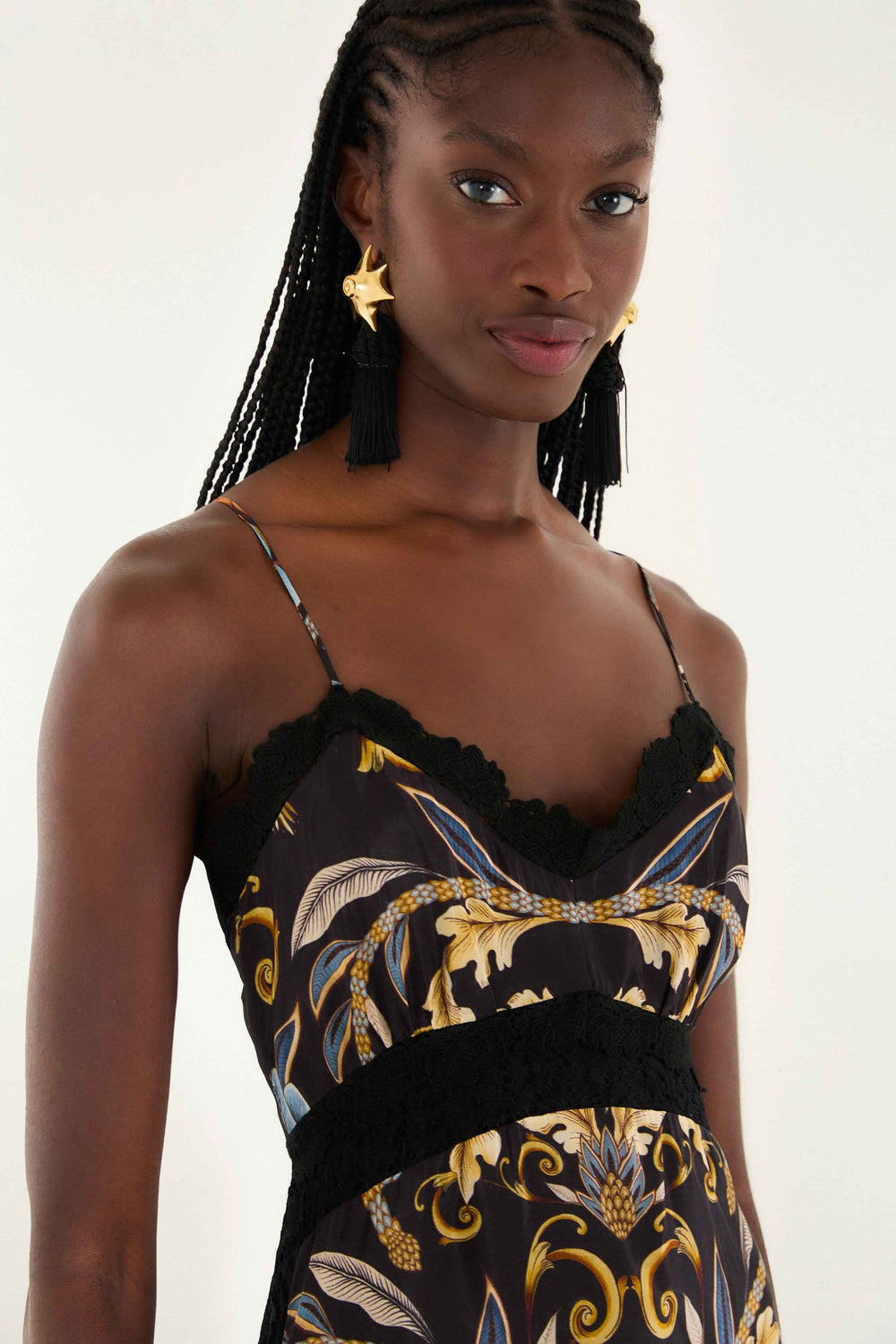 Black Flowerful Garden Midi Dress | FARM Rio | FARM Rio Women