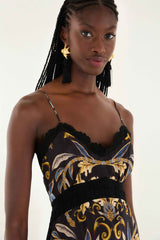 Black Flowerful Garden Midi Dress | FARM Rio | FARM Rio Women