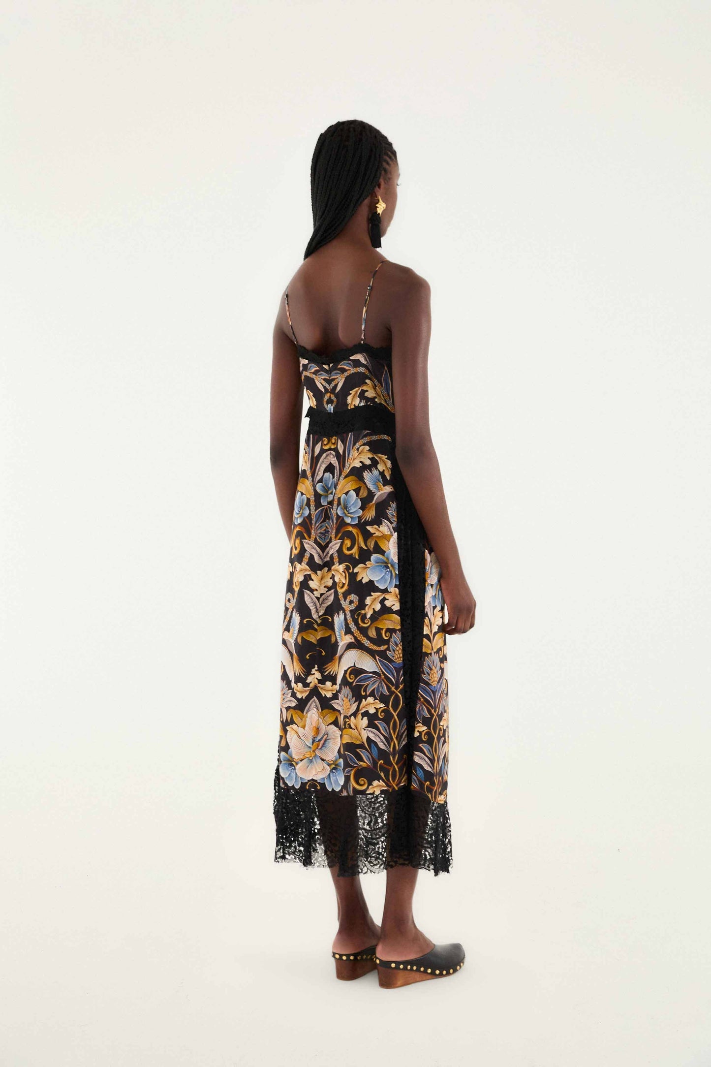 Black Flowerful Garden Midi Dress | FARM Rio | FARM Rio Women