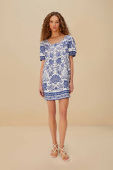 Off-White Shell Garden Euroflax™ Premium Linen Mini Dress | FARM Rio Women