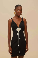 Black And White Rose LENZING™ ECOVERO™ Euroflax™ Mini Dress | FARM Rio Women