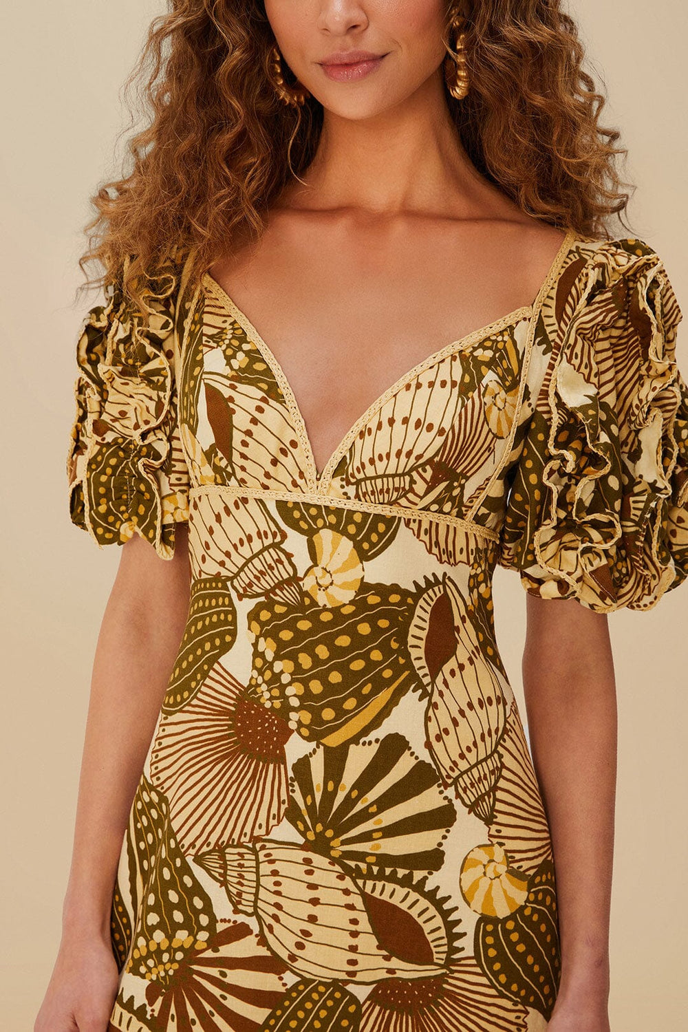 Sand Shell Mix LENZING™ ECOVERO™ Viscose Mini Dress | FARM Rio Women