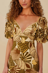 Sand Shell Mix LENZING™ ECOVERO™ Viscose Mini Dress | FARM Rio Women