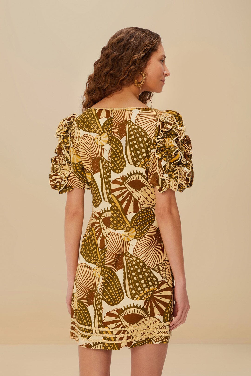 Sand Shell Mix LENZING™ ECOVERO™ Viscose Mini Dress | FARM Rio Women