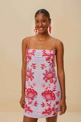 Lilac Porcelain Garden Euroflax™ Premium Linen Mini Dress | FARM Rio Women