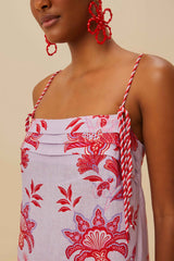 Lilac Porcelain Garden Euroflax™ Premium Linen Mini Dress | FARM Rio Women
