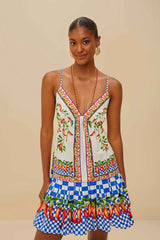 Off-White Picnic Peppers Ainika Organic Cotton Mini Dress | FARM Rio Women