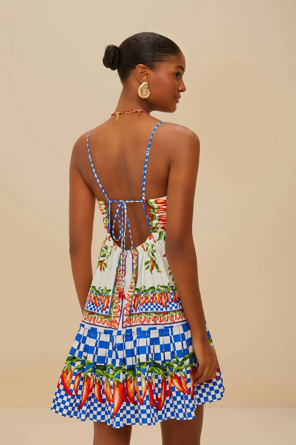 Off-White Picnic Peppers Ainika Organic Cotton Mini Dress | FARM Rio Women