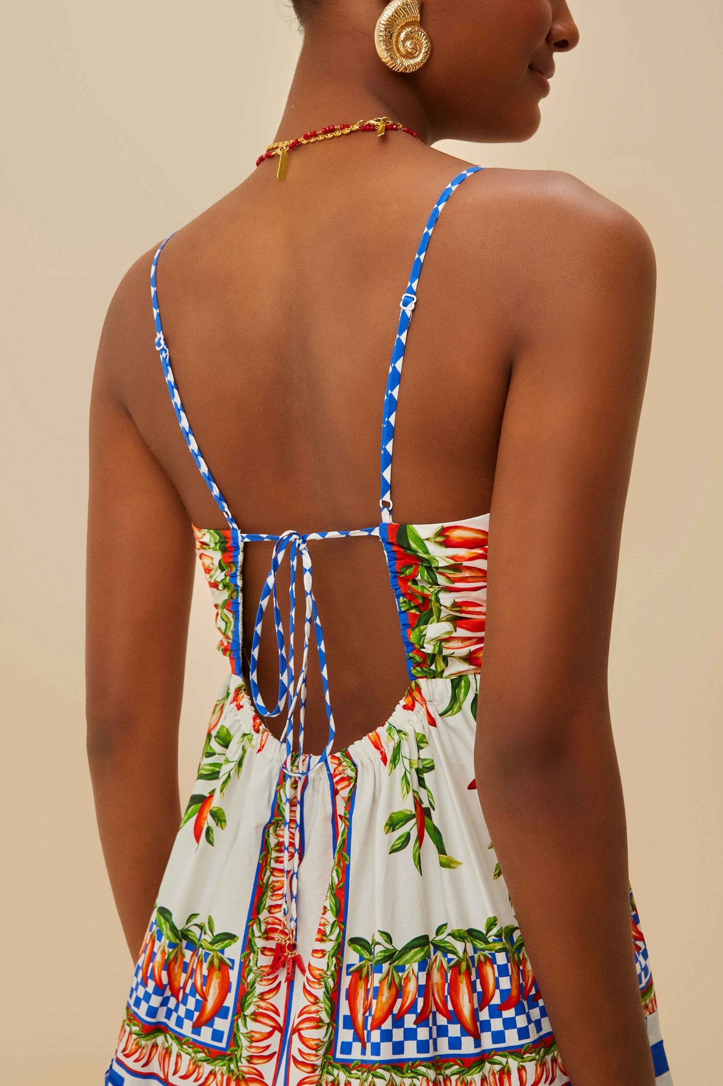 Off-White Picnic Peppers Ainika Organic Cotton Mini Dress | FARM Rio Women