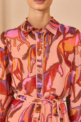 Rose Wild Horses Long Sleeve Mini Dress | FARM Rio Women