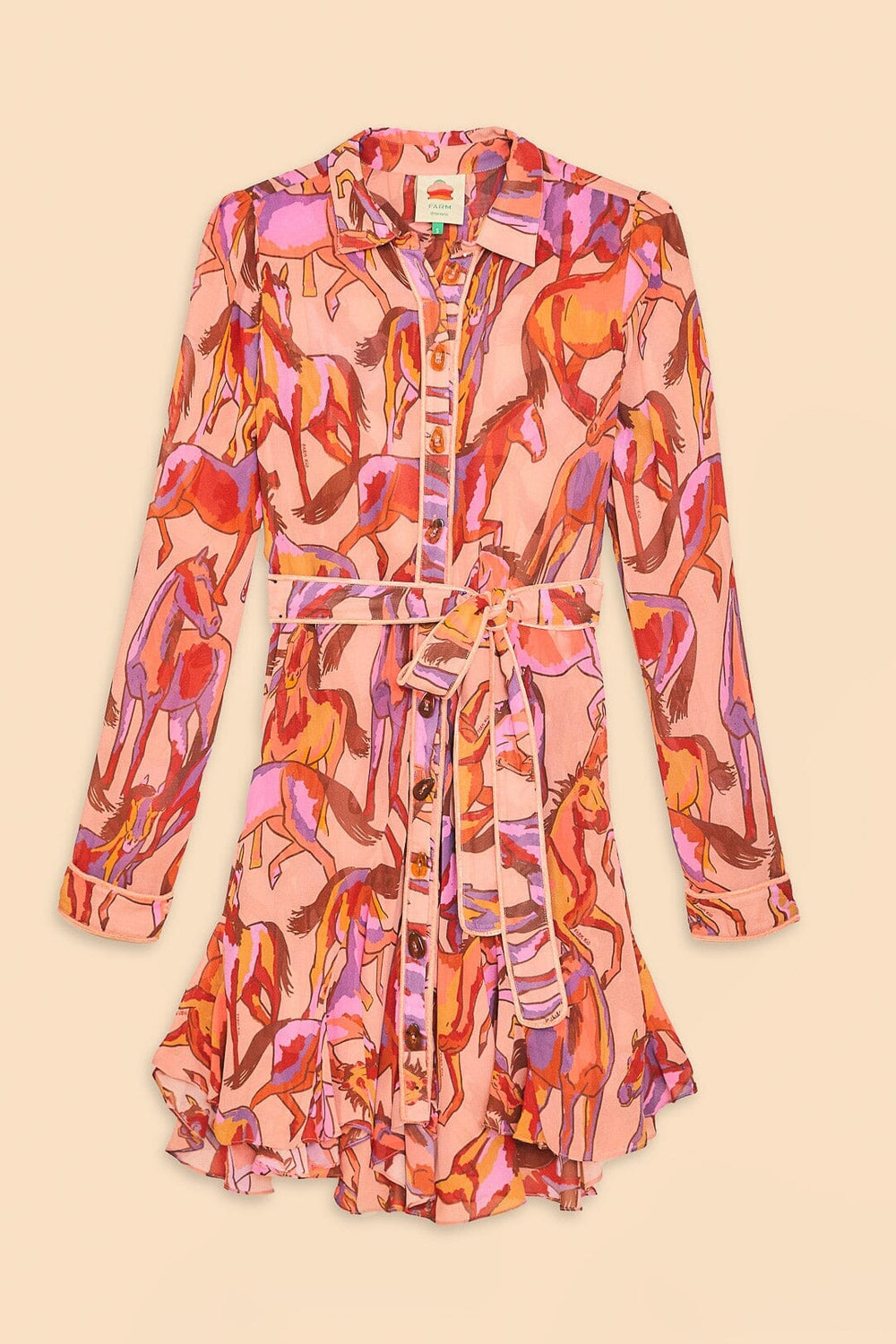 Rose Wild Horses Long Sleeve Mini Dress | FARM Rio Women