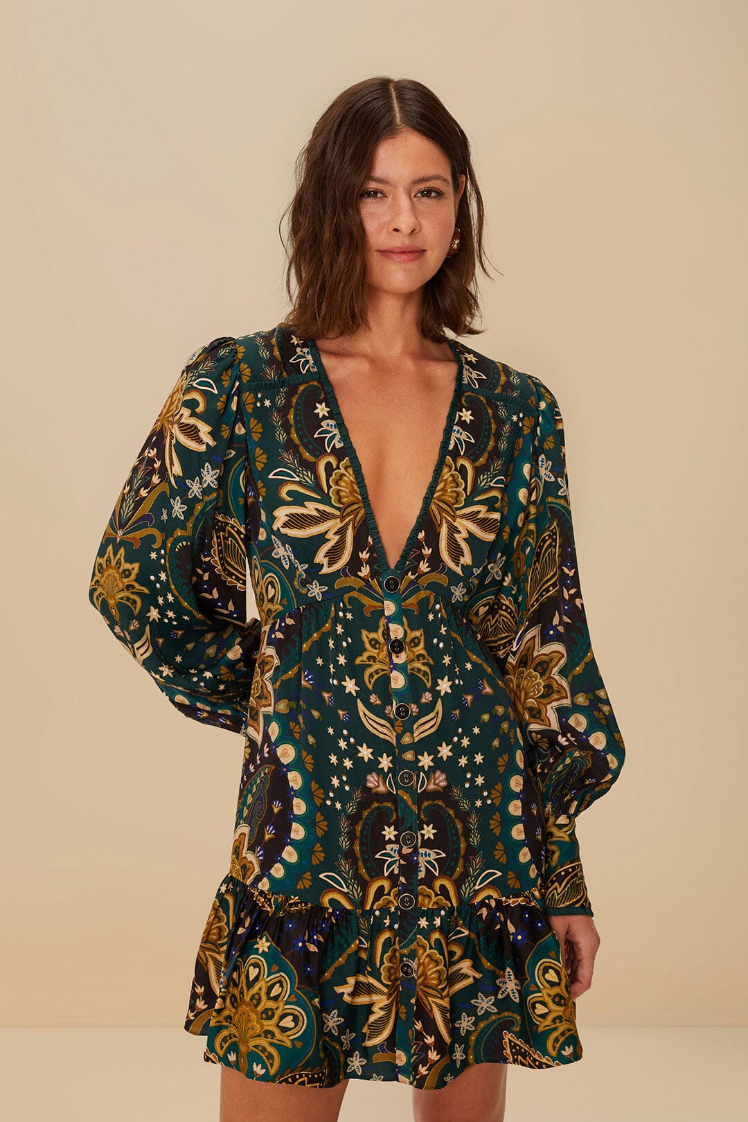 Black Jaipur LENZING™ ECOVERO™ Viscose Mini Dress | FARM Rio Women