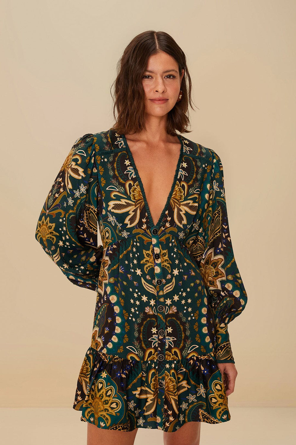 Black Jaipur LENZING™ ECOVERO™ Viscose Mini Dress | FARM Rio Women