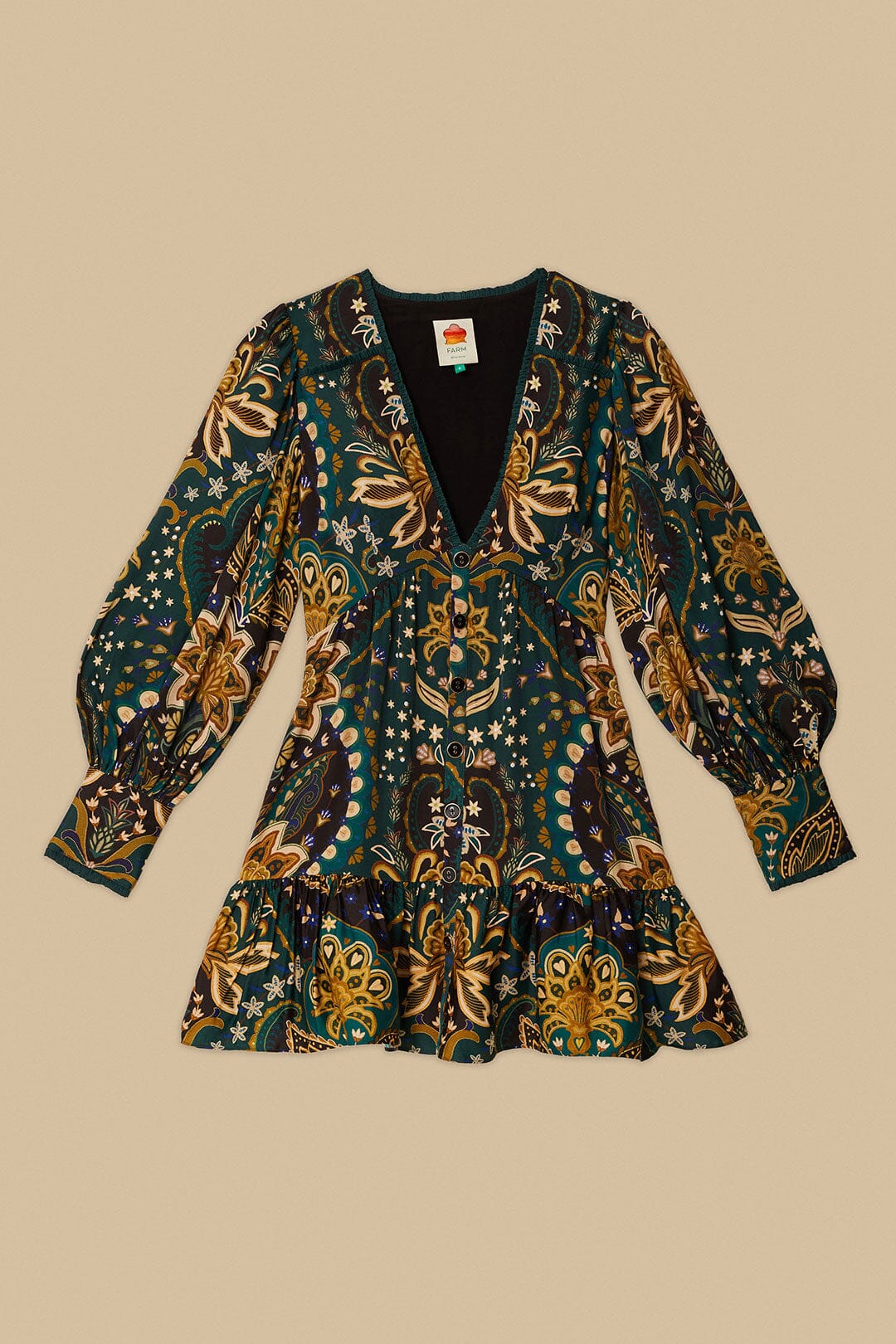 Black Jaipur LENZING™ ECOVERO™ Viscose Mini Dress | FARM Rio Women