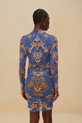 Blue Ornament Floral Tulle Mini Dress | FARM Rio Women