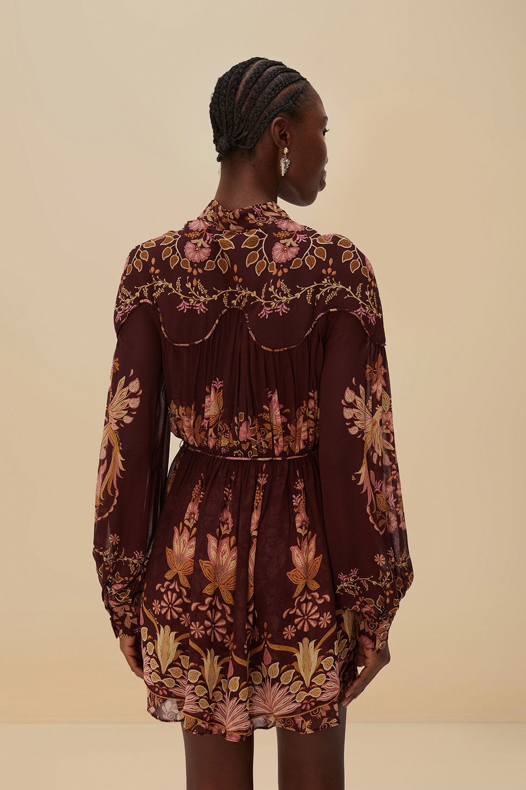 Burgundy Bella Knotted Neckline Mini Dress | FARM Rio Women