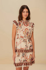 Sand Aura Floral Mini Dress | FARM Rio Women